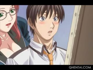 Hentai school- seks film met seksueel aroused jong vrouw blazen haar coeds schacht