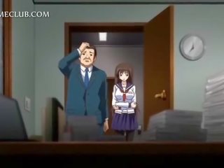 Anime meitene uz skola uniforma tvaika noplūde liels loceklis