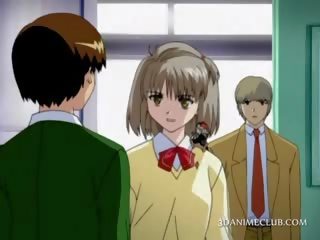 Fabulous mov me anime nxënës takim një e ëmbël pleasant i ri zonjë