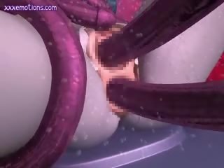 אנימציה בובה נקדח על ידי tentacles