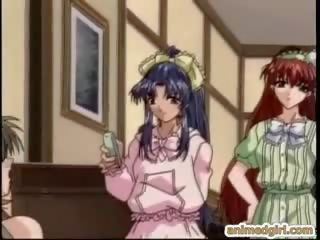 Roped Anime Threesome Dildoed Pussy