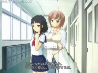 Hentai diosa en escuela uniforme masturbándose coño