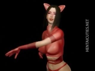 Enormt titted animen catwoman blir bunden upp