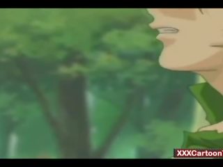 Manó hentai fiatal nő szar -ban egy mágikus erdő