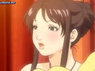 Kolme povekas anime babes ottaa ryhmä seksi klipsi