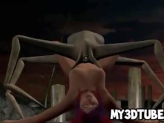 3d redhead femme fatale gets fucked hard by an alien spider