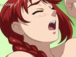 Naked redhead anime damsel blowing manhood in sixtynine