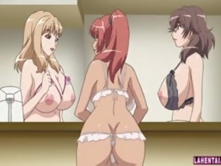 Three huge titted hentai babes gets fucked by youth