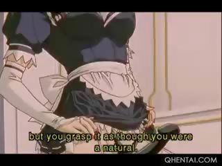 Hentai maids knulling strapon i gangbang til deres elskling
