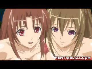 Three manga girls showing her charming body when take bath
