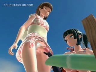 Hentai animat slurps ei pizdă juices masturband-se
