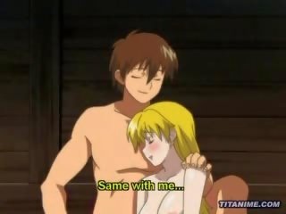 Magicl hentai animen killen spanks en blondin älskare djupt