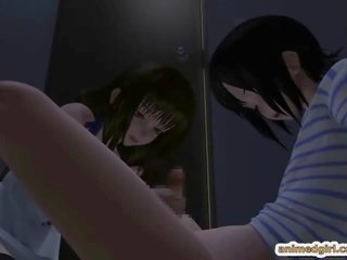 Erótico 3d animado japonesa transgénero chupando phallus