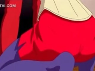 Báječný výstřik v detail s prsatá anime hottie