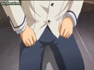 Si rambut perang anime cutie melakukan seks kaki