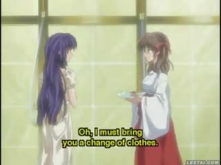 Energický hentai anime přítelkyně plácnutý v a koupel