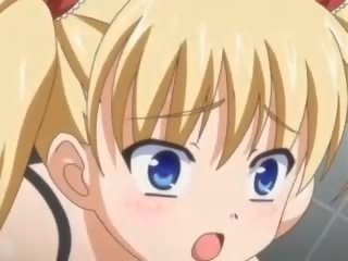 Paauglys anime blondinė gauti a manhood į jos šikna