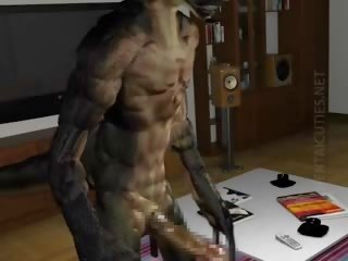 3D Hentai honey Gives BJ To An Alien