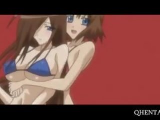 Kettő hentai lányok szar -ban hármas nál nél a tengerpart