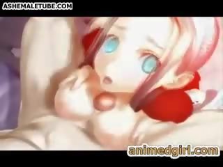 Charming hentai maid titfucked and cummed on face