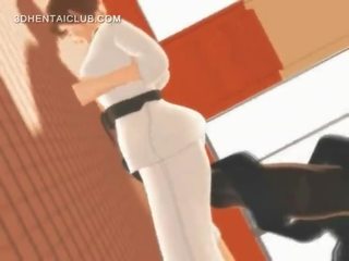 Karate hentai mladý žena saje monsters velký bodnutí