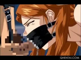 Hentai Redhead dirty movie Slave Gets Mouth And Cunt Smashed
