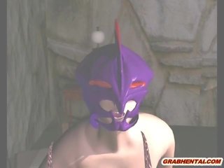 3d anime femme fatale poked from behind by maskerman