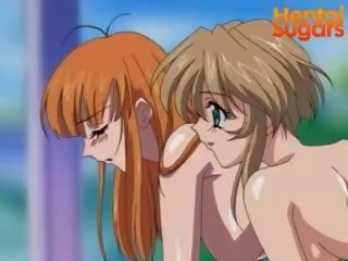 Dua animasi pornografi tanggul ciuman masing-masing lain dan apaan mereka pussies