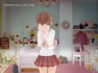 Innocent hentai sweetie showing undies upskirt