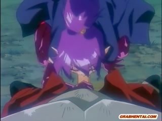 Rødhårete anime søta gigantisk monster bat knullet