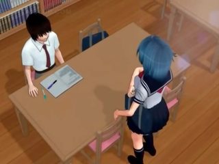 Krzepki hentai uczennica pieprzy duży dildo w biblioteka