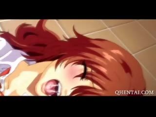 Hentai school- divinity spuitende op badkamer vloer