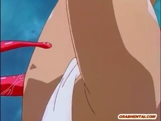 Rødhårete anime skjønnhet gigantisk monster bat knullet