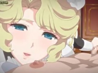 Blonde Anime With Massive Boobs Gets Facial