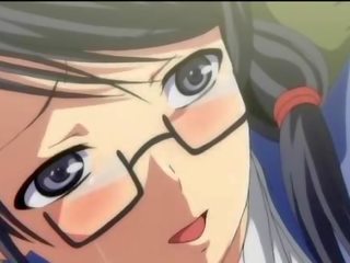 Anime met bril speelfilmen haar kut
