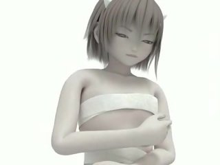 Sexig 3d animen mademoiselle pose i henne underkläder