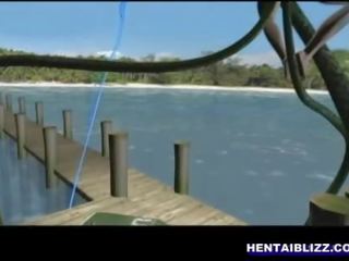 3d animerad hentai strumpet hård körd av snake gigantisk