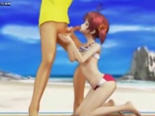 Beautiful Hentai Teenie Playing With dick On Beach