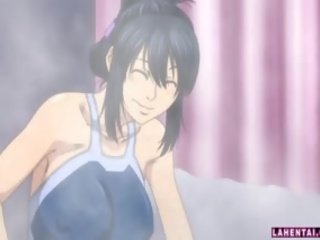 Duży titted hentai bogini dostaje pieprzony w the prysznic