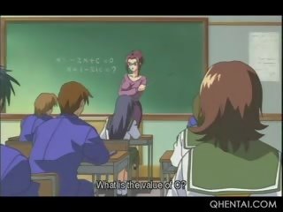 Slavernij hentai school- leraar blazen haar studenten schacht