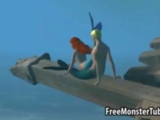 3d 阿里尔 从 该 小 mermaid 得到 性交 硬