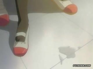 Kellemes hentai anime futagirl -val hatalmas terhelés a elélvezés