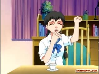 エロアニメ 男女共学の 手コキ と wetpussy つつい