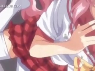 Gözel anime darling blowing large kotak in close-up