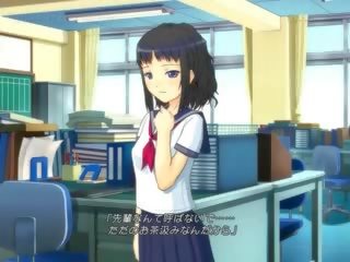 Anime seductress in school- uniform masturberen poesje