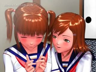 Søt anime unge dame gnir henne coeds lusty kuse