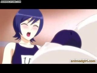 Transsexuál hentai dostane tittyfucked podľa a prsnaté anime