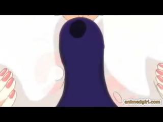Swimsuit hentai shemale gets titjob by busty anime