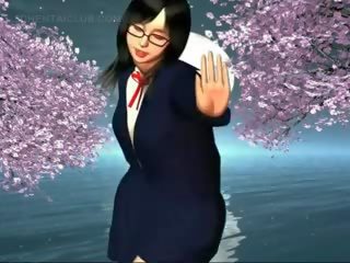 Hentai school- leraar wrijven haar twat op de vloer