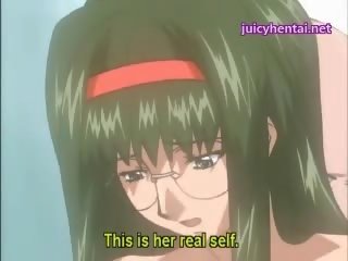 Hentai brunette masturbating with a vibrator